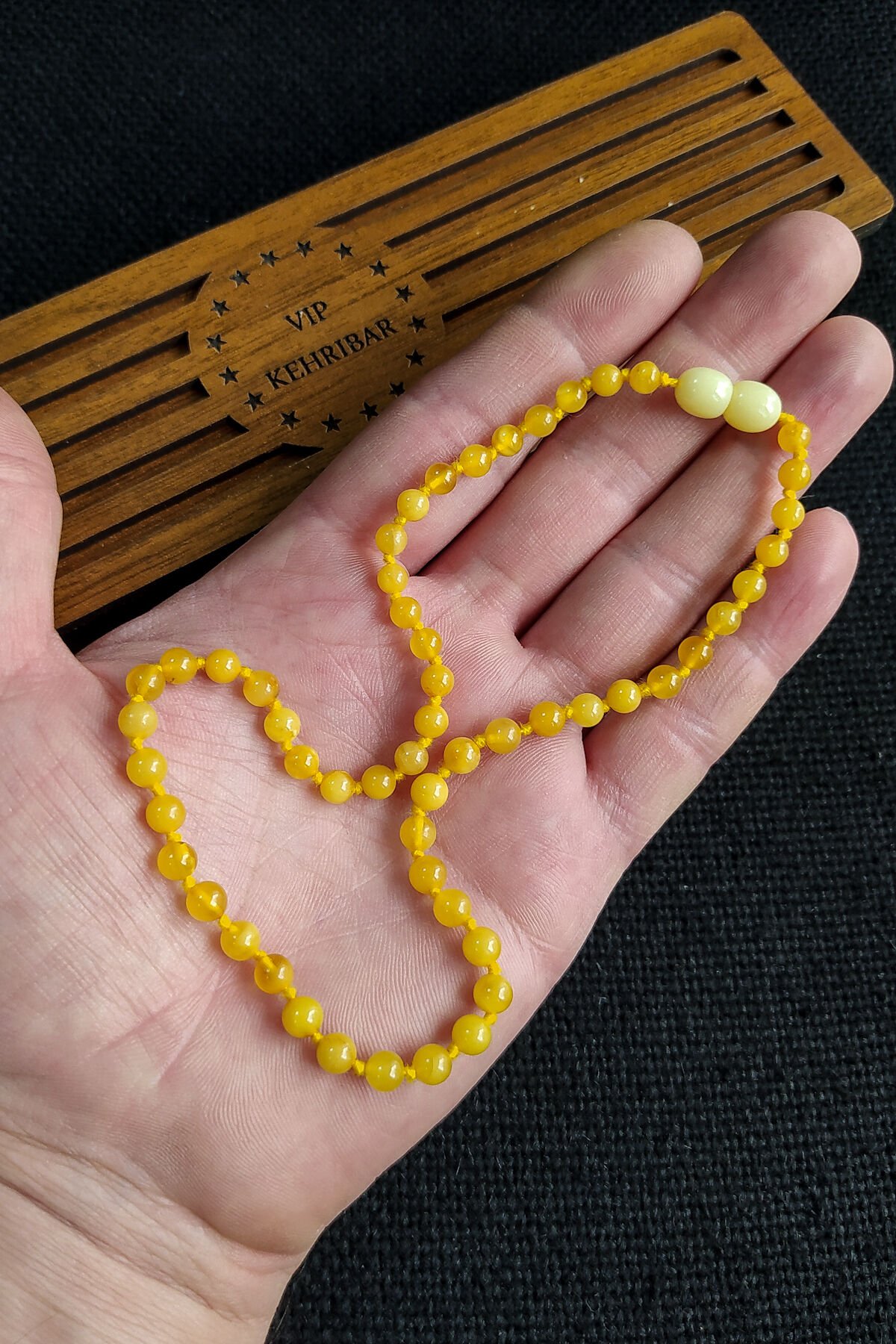 Sertifikalı Sarı Kehribar Kolye Kız Erkek Bebek Diş Kolyesi 4-7 Yaş 35 cm  Çocuk Kolyesi