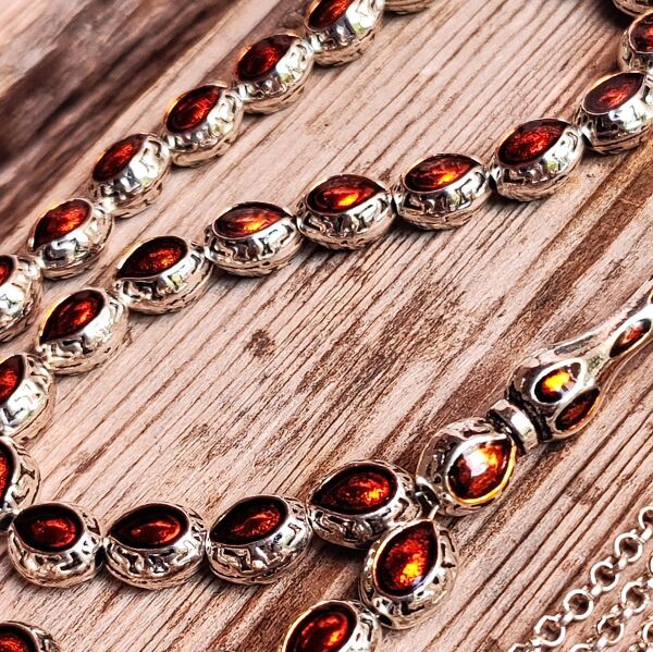 8x10 mm Kahverengi Mineli Alpaka Tesbih