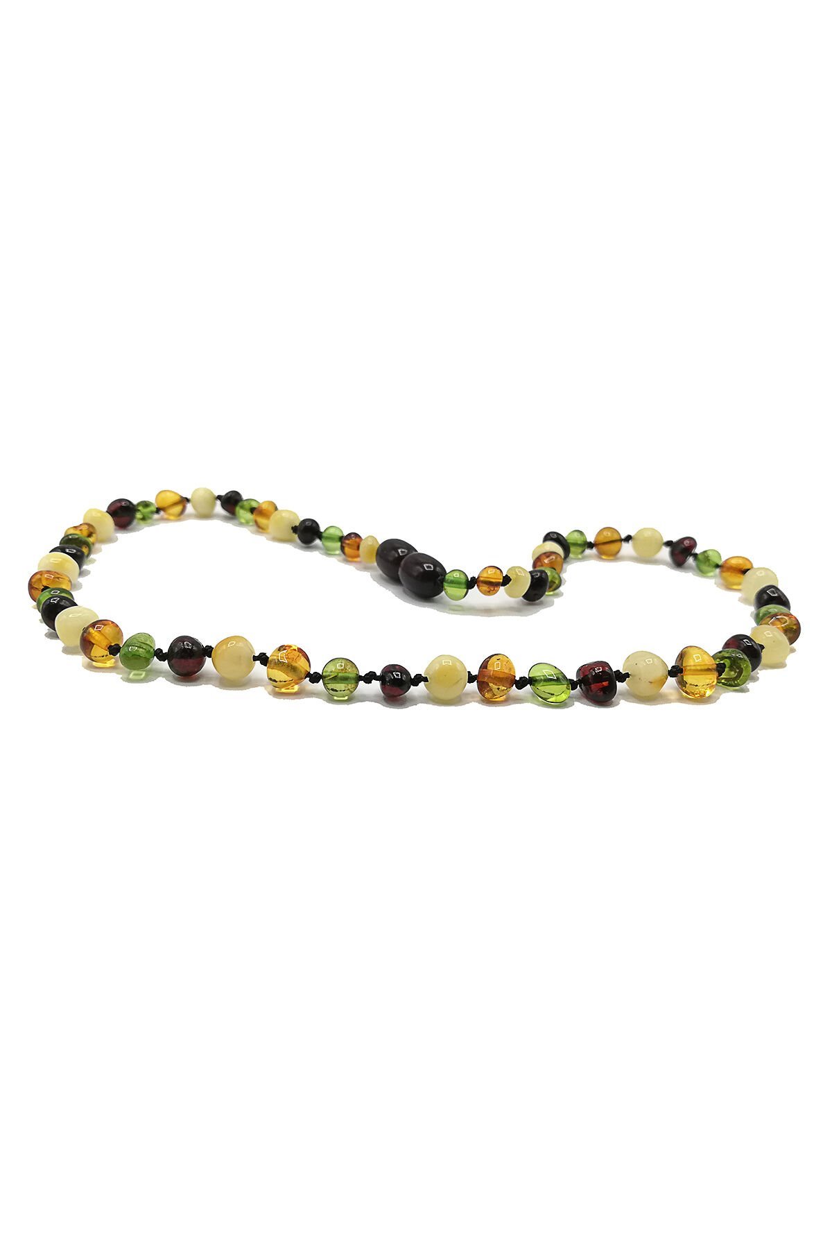 Yedek Klips Hediyeli Sertifikalı Kehribar Kolye Yeşil Multicolor Bebek Diş Kolyesi 0-6 Yaş