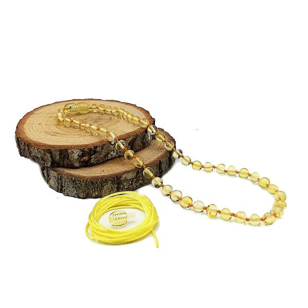 Yedek Klips Hediyeli Sertifikalı Kehribar Kolye Limon Rengi Bebek Diş Kolyesi 0-6 Yaş