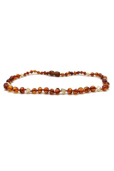 Yedek Klips Hediyeli Sertifikalı Kehribar Kolye İncili Konyak Bebek Diş Kolyesi 0-6 Yaş