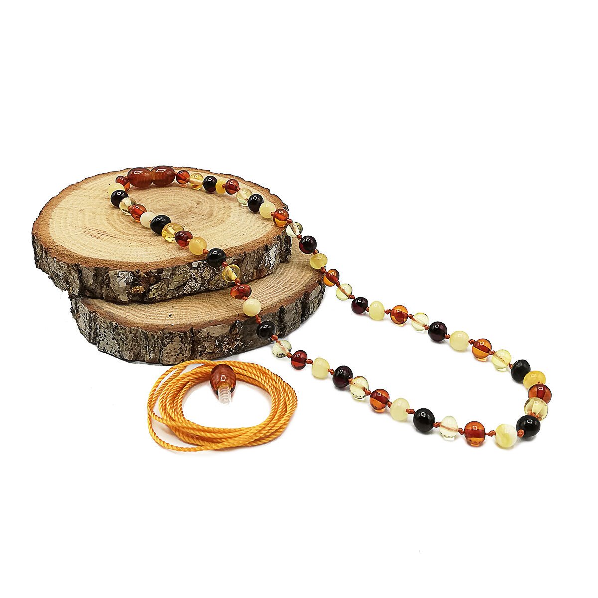 Yedek Klips Hediyeli Sertifikalı Kehribar Kolye Sütlü Multicolor Bebek Diş Kolyesi 0-6 Yaş