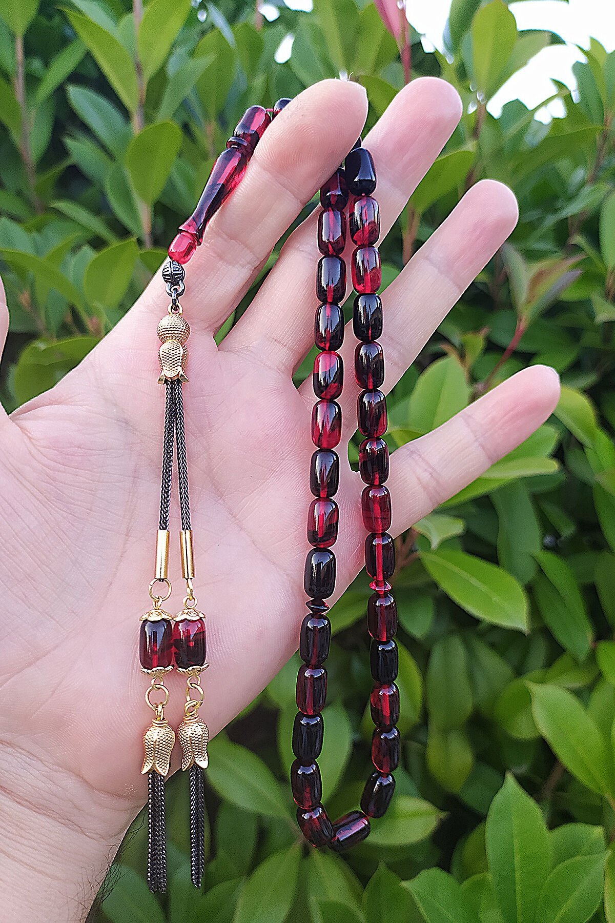 7*11 mm Kapsül Kesim Sıkma Ateş Kehribar Tesbih Faris Baydun Usta Orjinal Ateşi Kehribar Tespih