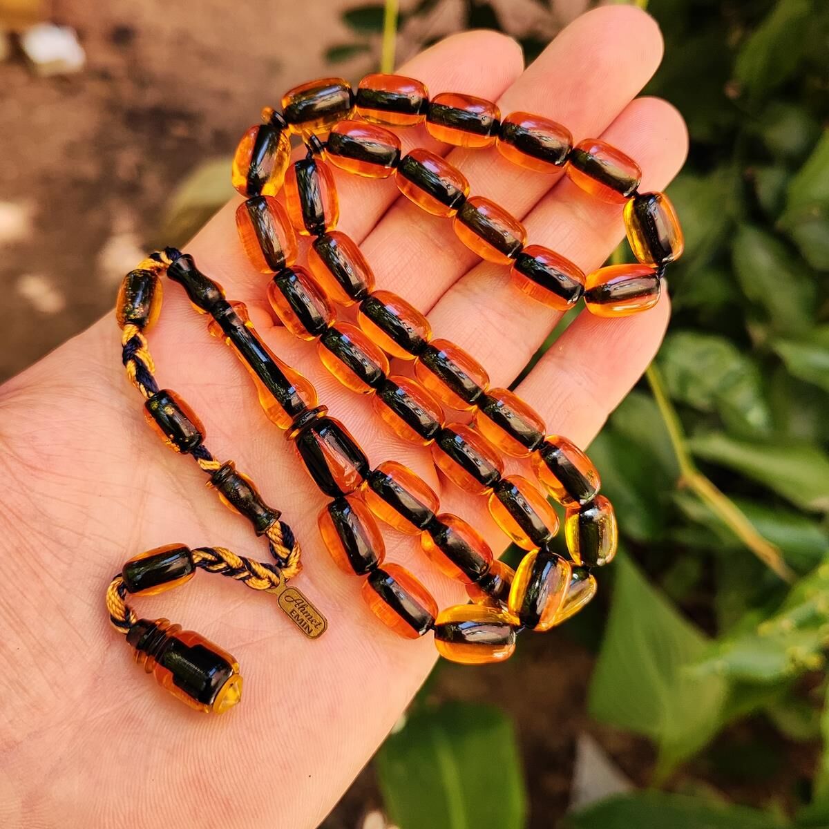 9x12 mm Ahmet Emin Usta İşçilikli Altın Rengi Katalin Tesbih