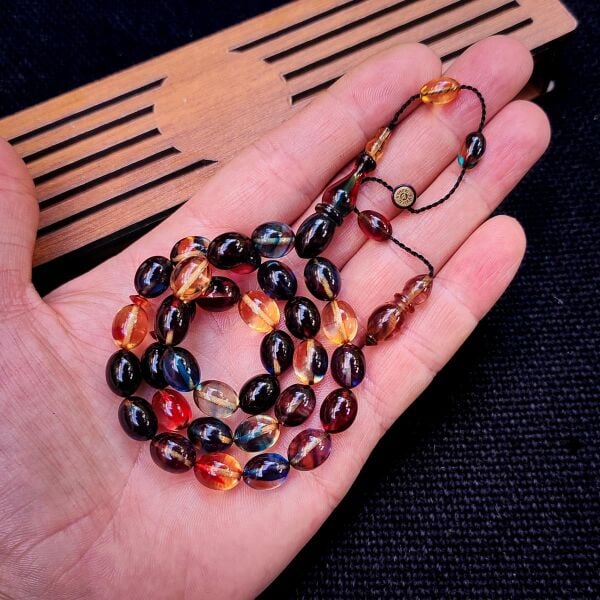 8x11 mm Hassas Delim Bonibon Ateşi Kehribar Tesbih | Ayhan Turan Usta İmzalı Tespih