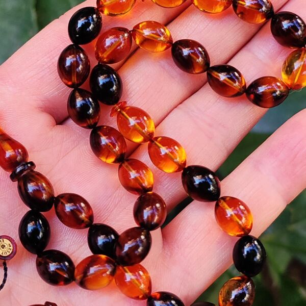 8x11 mm Mesut Elma Usta İmzalı Sarı Siyah Ateşi Kehribar Tesbih