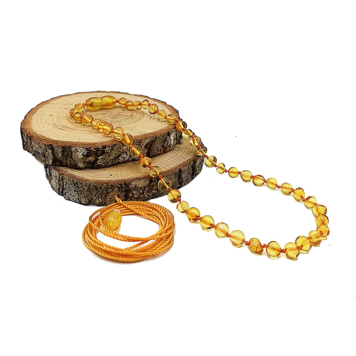 Yedek Klips Hediyeli Sertifikalı Kehribar Kolye Bal Rengi Bebek Diş Kolyesi 0-6 Yaş