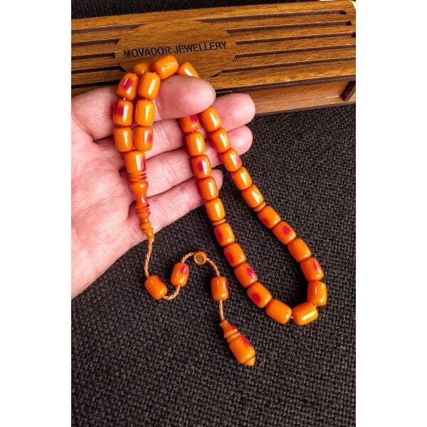 9X11 mm Mişmişi Kanayan Baga Tesbih - Ebu Sırr Usta İmzalı Katalin Tespih