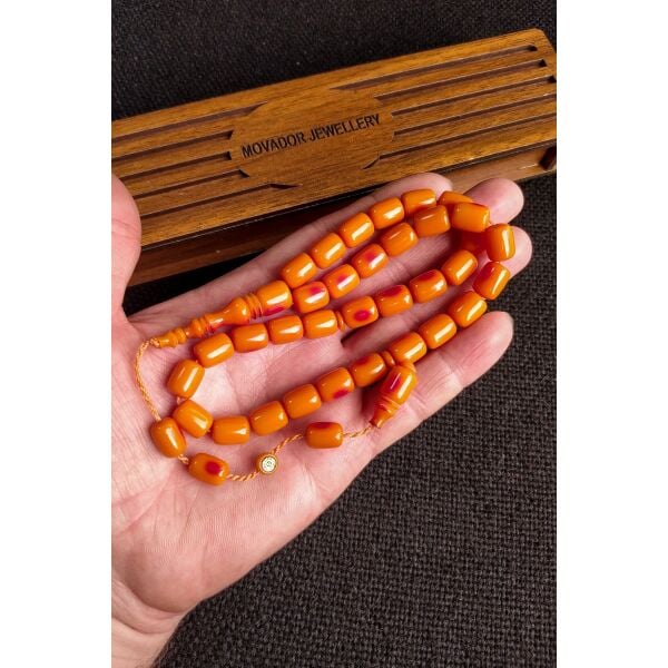 9X11 mm Mişmişi Kanayan Baga Tesbih - Ebu Sırr Usta İmzalı Katalin Tespih