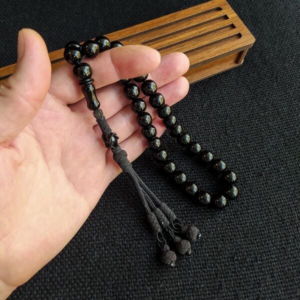 10 mm Küre Çakırbeyli Kazaz Püsküllü Rus Oltu Tesbih Trabzon Kazaziye Gürcü Oltu Tespih Ahşap Kutulu