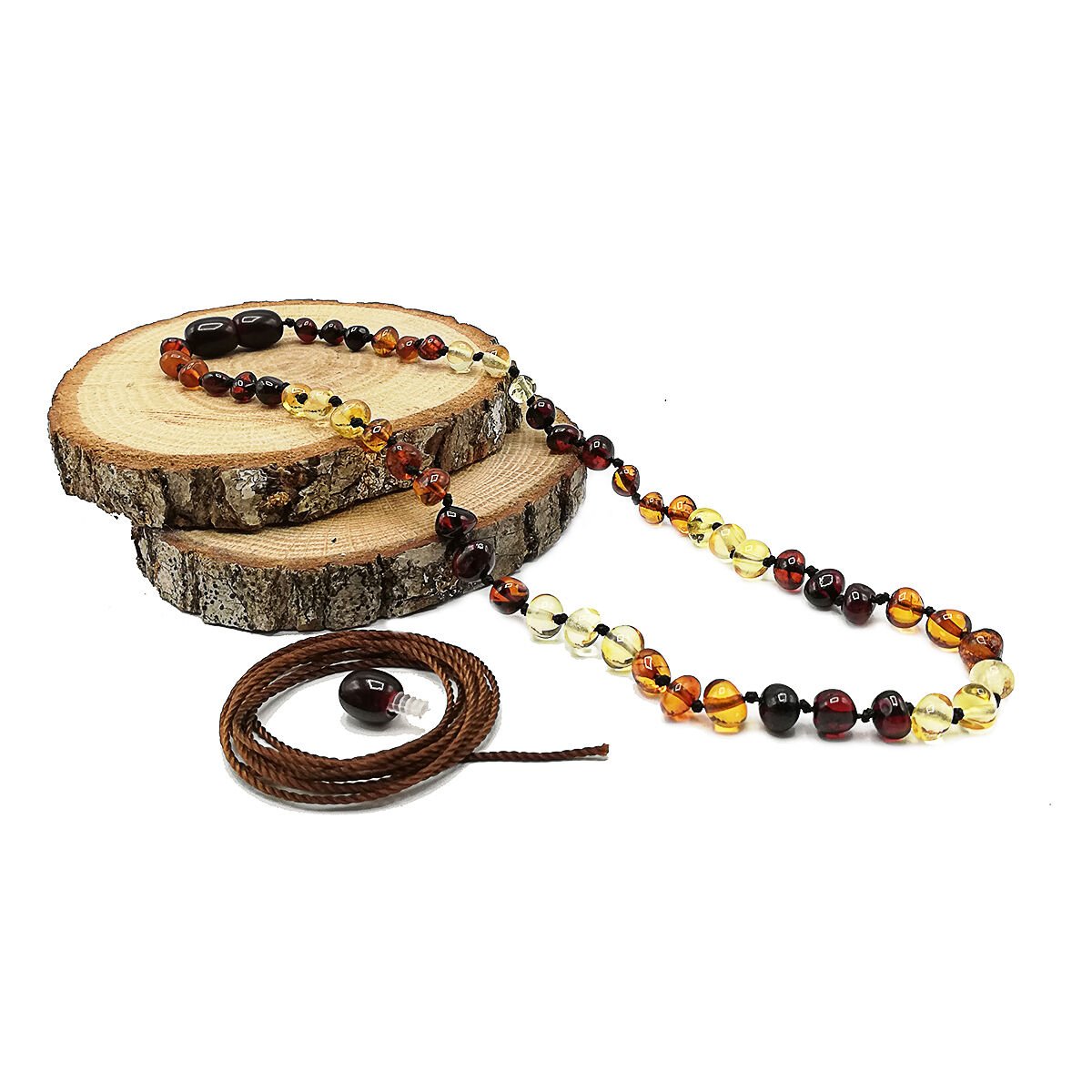 Yedek Klips Hediyeli Sertifikalı Kehribar Kolye Sıralı Multicolor Bebek Diş Kolyesi 0-6 Yaş