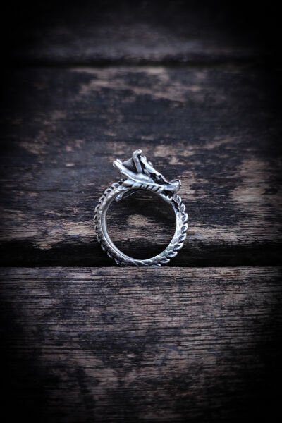 Ayarlanabilir Antik Gümüş Kaplama Yüzük, Kararmaz Erkek Yüzüğü