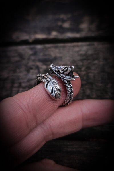 Ayarlanabilir Antik Gümüş Kaplama Yüzük, Kararmaz Erkek Yüzüğü