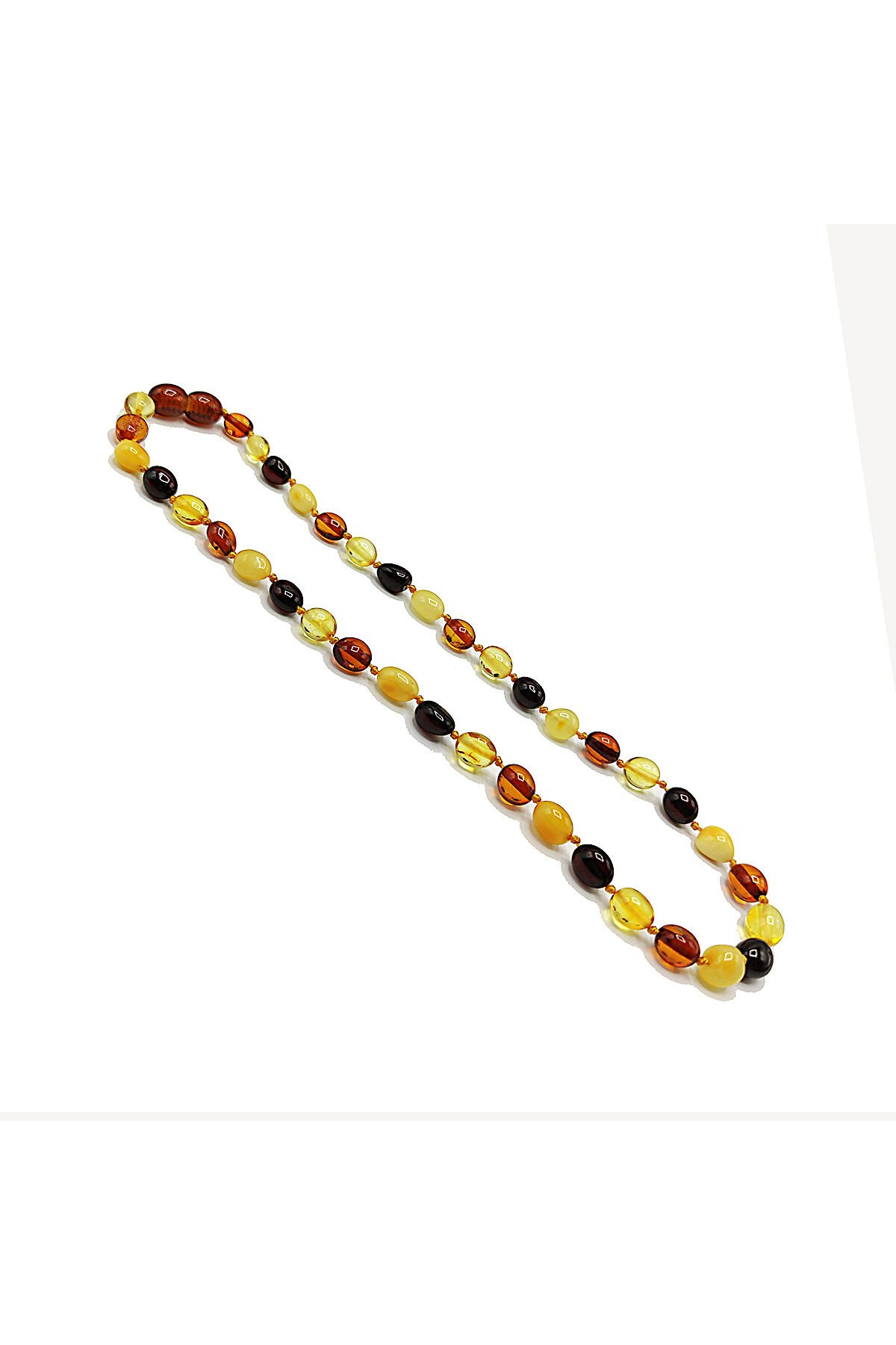 Yedek Klips Hediyeli Sertifikalı Kehribar Kolye Yassı Multicolor Bebek Diş Kolyesi 0-6 Yaş