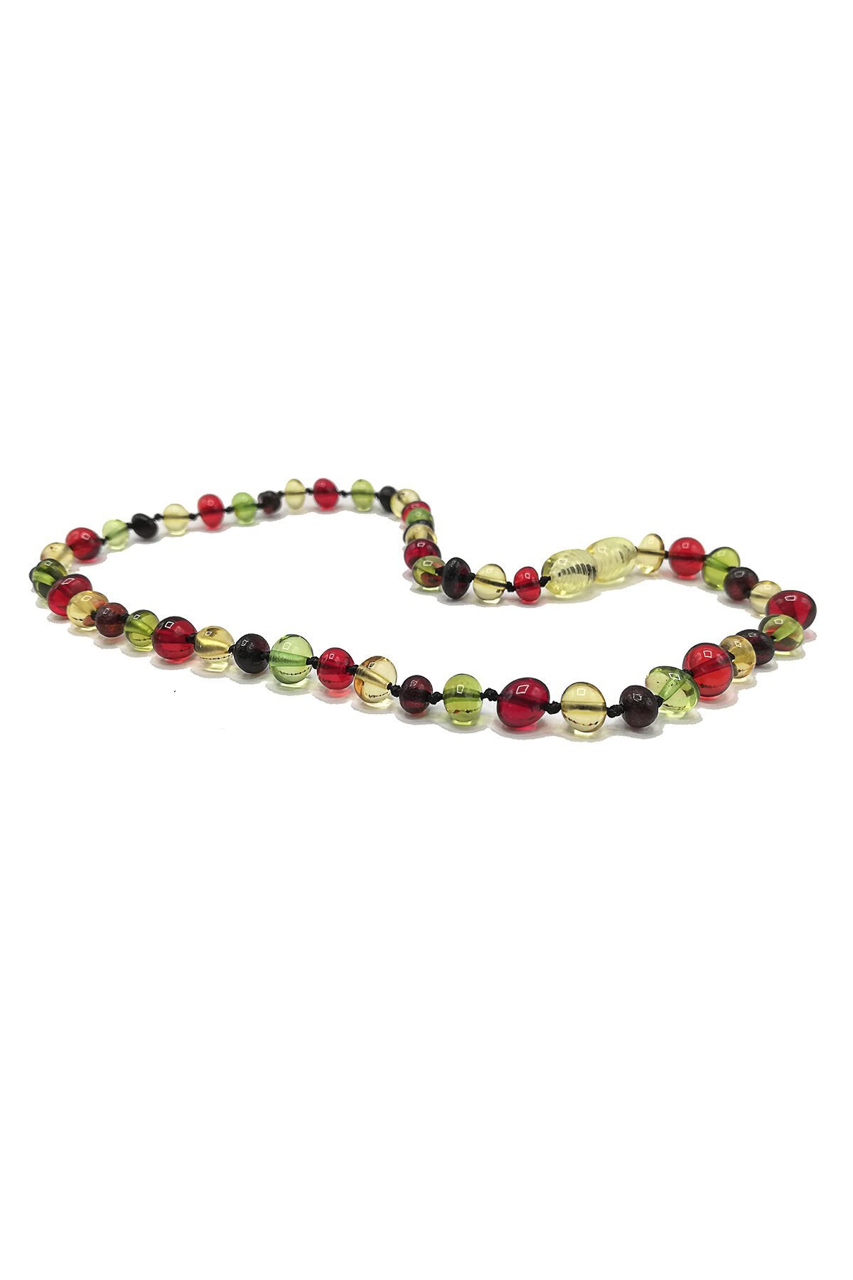 Yedek Klips Hediyeli Sertifikalı Kehribar Kolye Kırmızı Multicolor Bebek Diş Kolyesi 0-6 Yaş