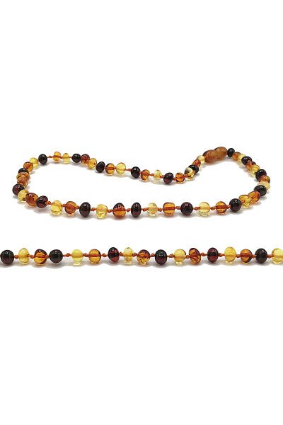 Yedek Klips Hediyeli Sertifikalı Kehribar Kolye Ballı Multicolor Bebek Diş Kolyesi 0-6 Yaş