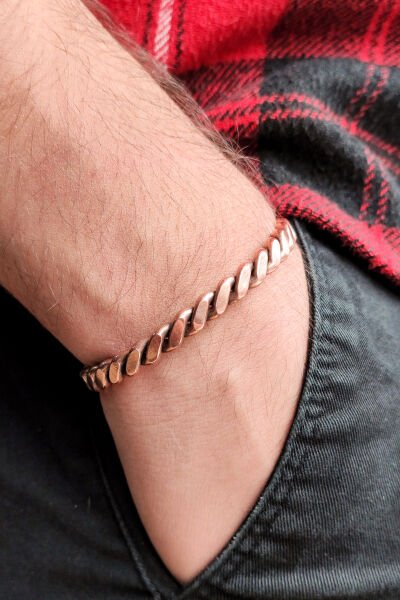 El Yapımı Ayarlanabilir Şifalı Saf Bakır Bileklik