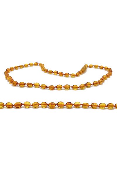 Yedek Klips Hediyeli Sertifikalı Kehribar Kolye Yassı Bal Rengi Bebek Diş Kolyesi 0-6 Yaş